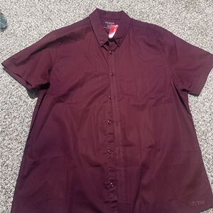 2 pack SEE PICTURES GUESS Men's Deep Maroon and Black Button Down Shirt